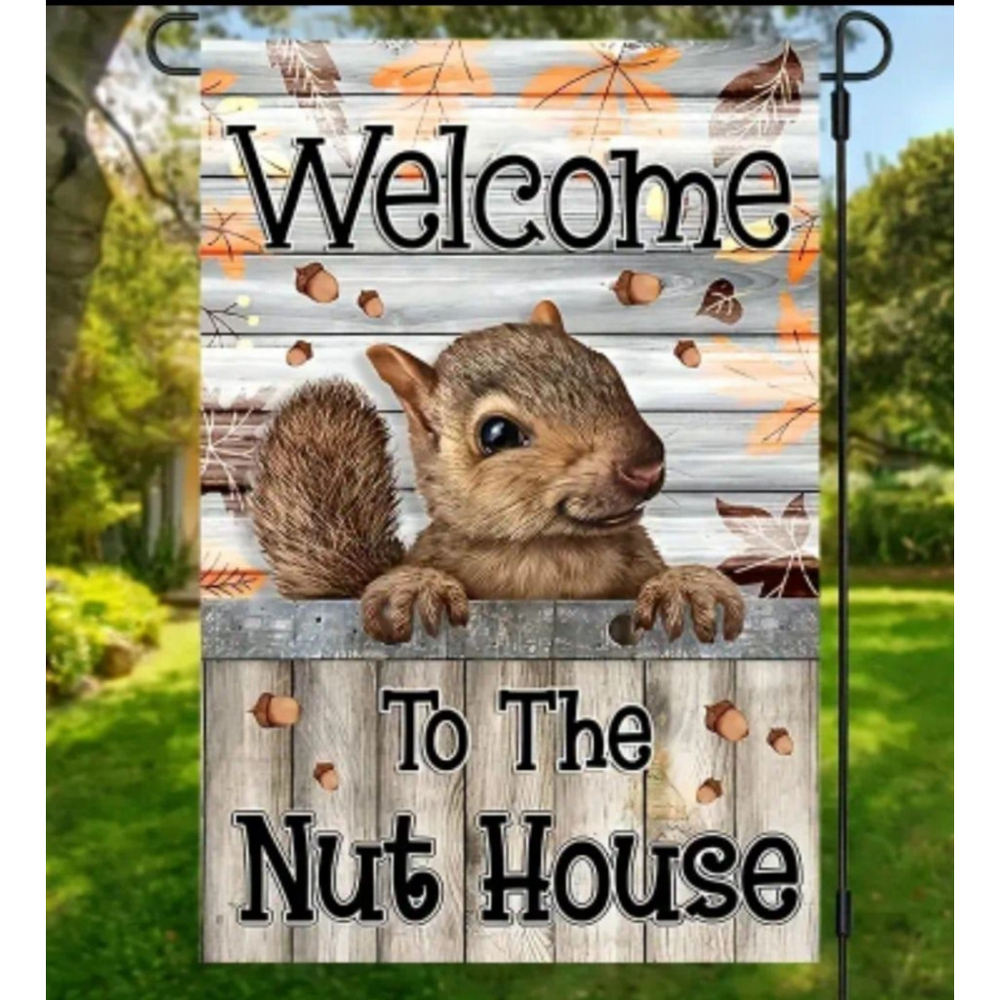 Garden Flag 12x18 Multicolor Squirrel Nut House